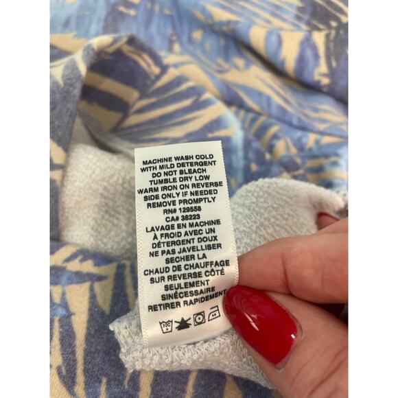 SOL Los Angeles Sweatshirt S – Blue Leaf Print, Cream, Made in USA, EUC - Picture 6 of 7